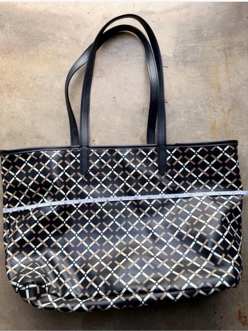 A New Day Black Geometric Lattice Pattern Tote Bag - Chic Everyday Carry